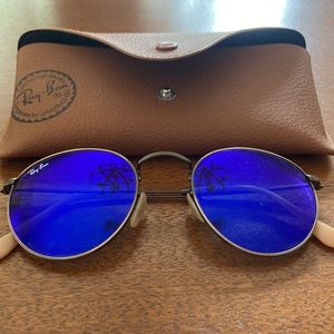 Rayban Round Blue Flash Mirrored Lenses